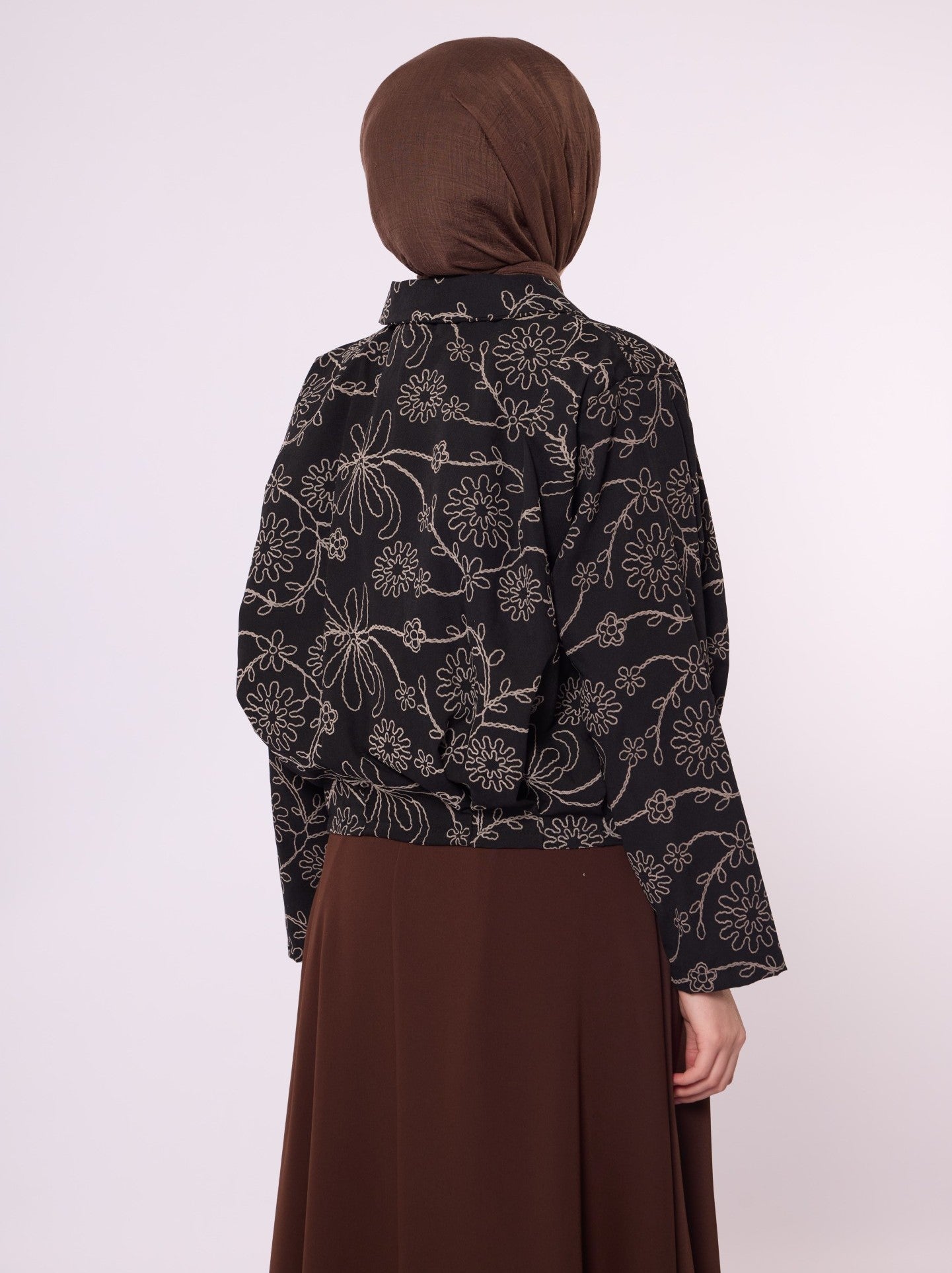 Printed Polo Collar Jacket with Pleat Detail