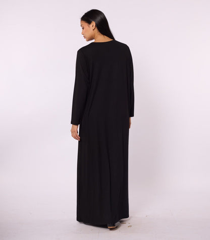 Long Diamond Patterned Dress with Stone Detail