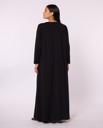 Long Leopard Patterned Dress with Stone Embellishment