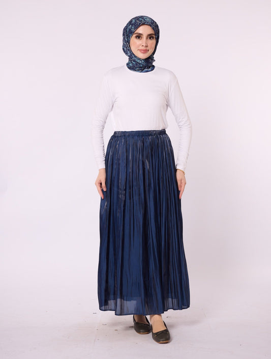 Elastic Waist Pleated Satin Skirt