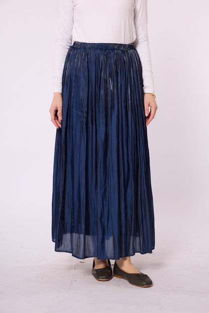 Elastic Waist Pleated Satin Skirt