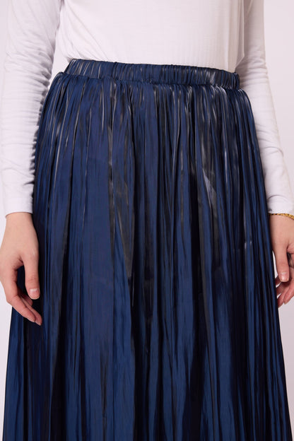 Elastic Waist Pleated Satin Skirt