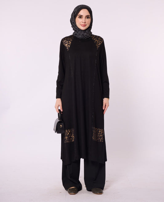 Leopard Print Dress with Stone Embellishment