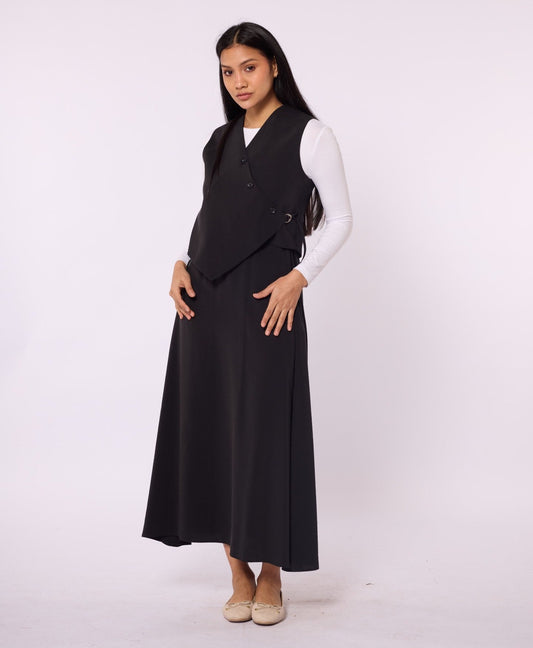 Double-Breasted Vest and Skirt Set