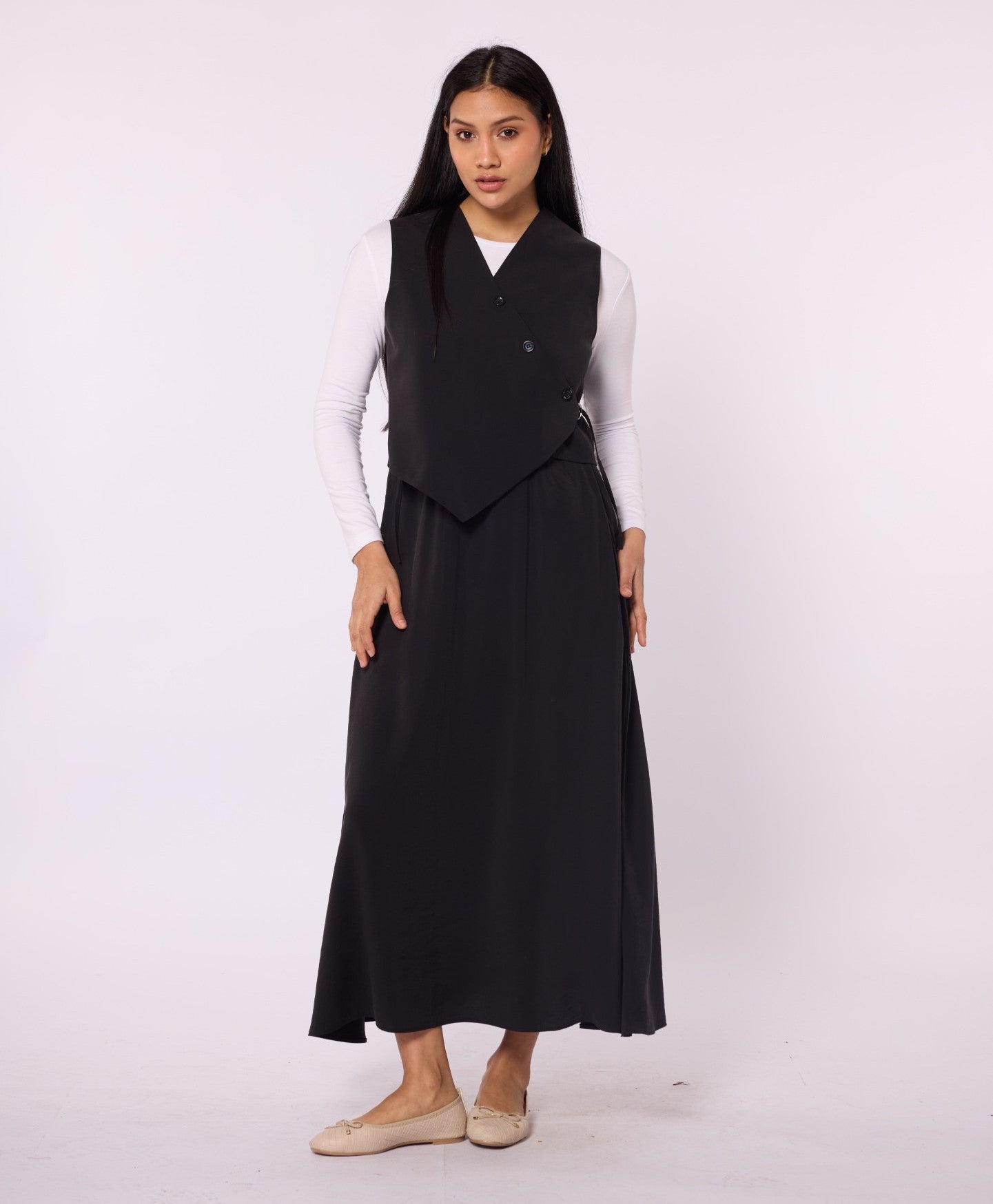 Double-Breasted Vest and Skirt Set