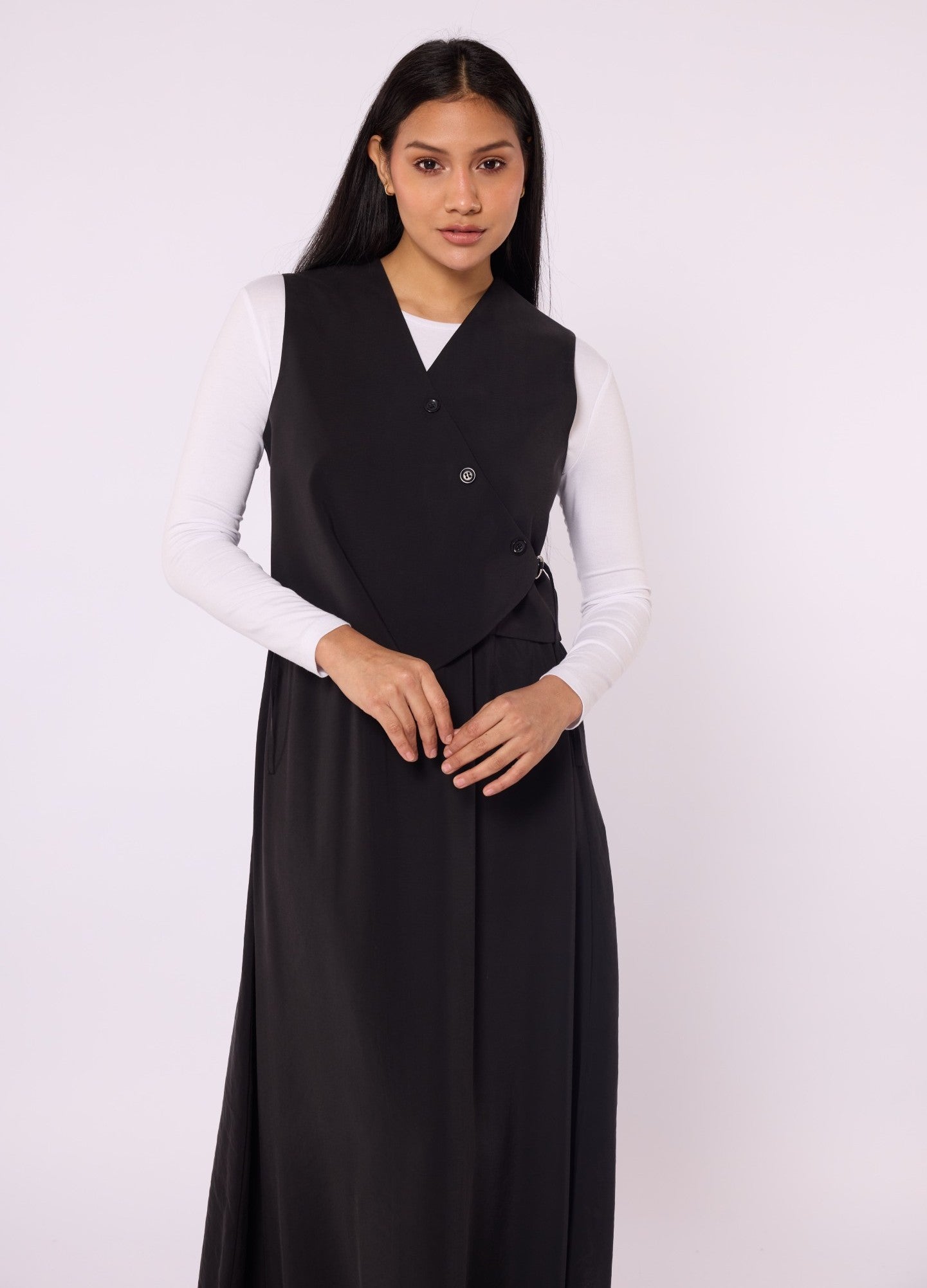 Double-Breasted Vest and Skirt Set