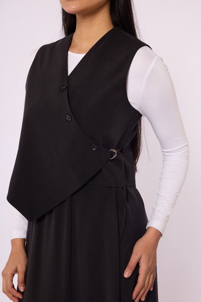 Double-Breasted Vest and Skirt Set