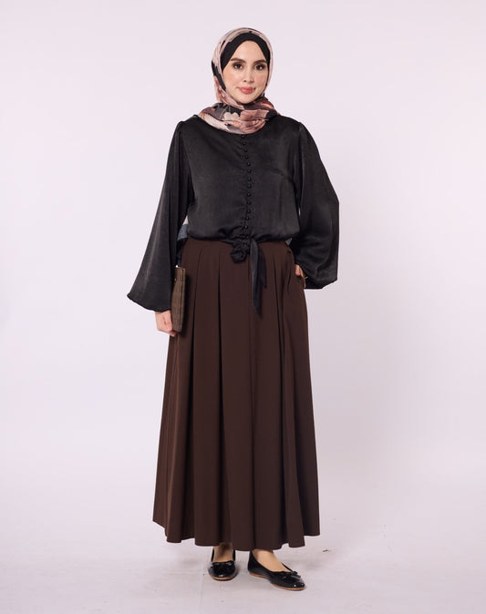 Balloon Sleeve Blouse with Button Detail and Tie Neck