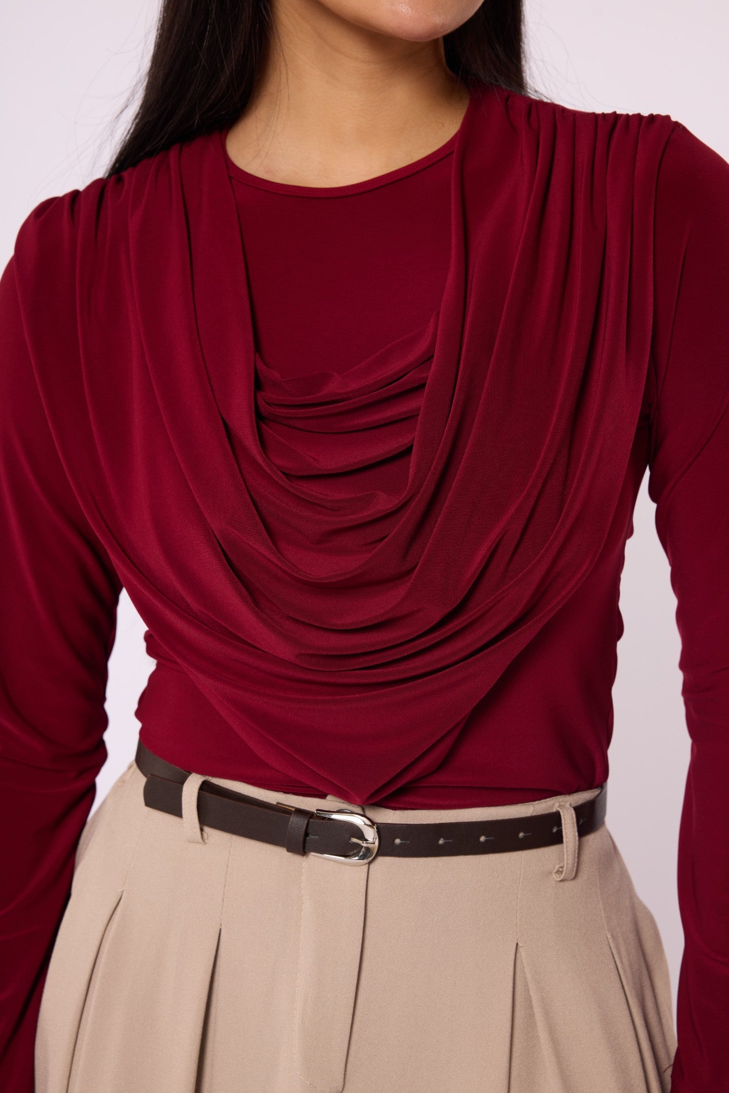 Draped Cowl Neck Blouse
