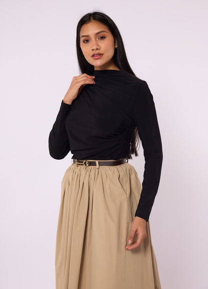 Blouse With Shoulder And Waist Pleat Detail