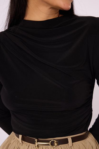 Blouse With Shoulder And Waist Pleat Detail