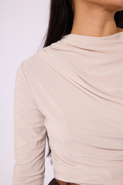 Blouse With Shoulder And Waist Pleat Detail