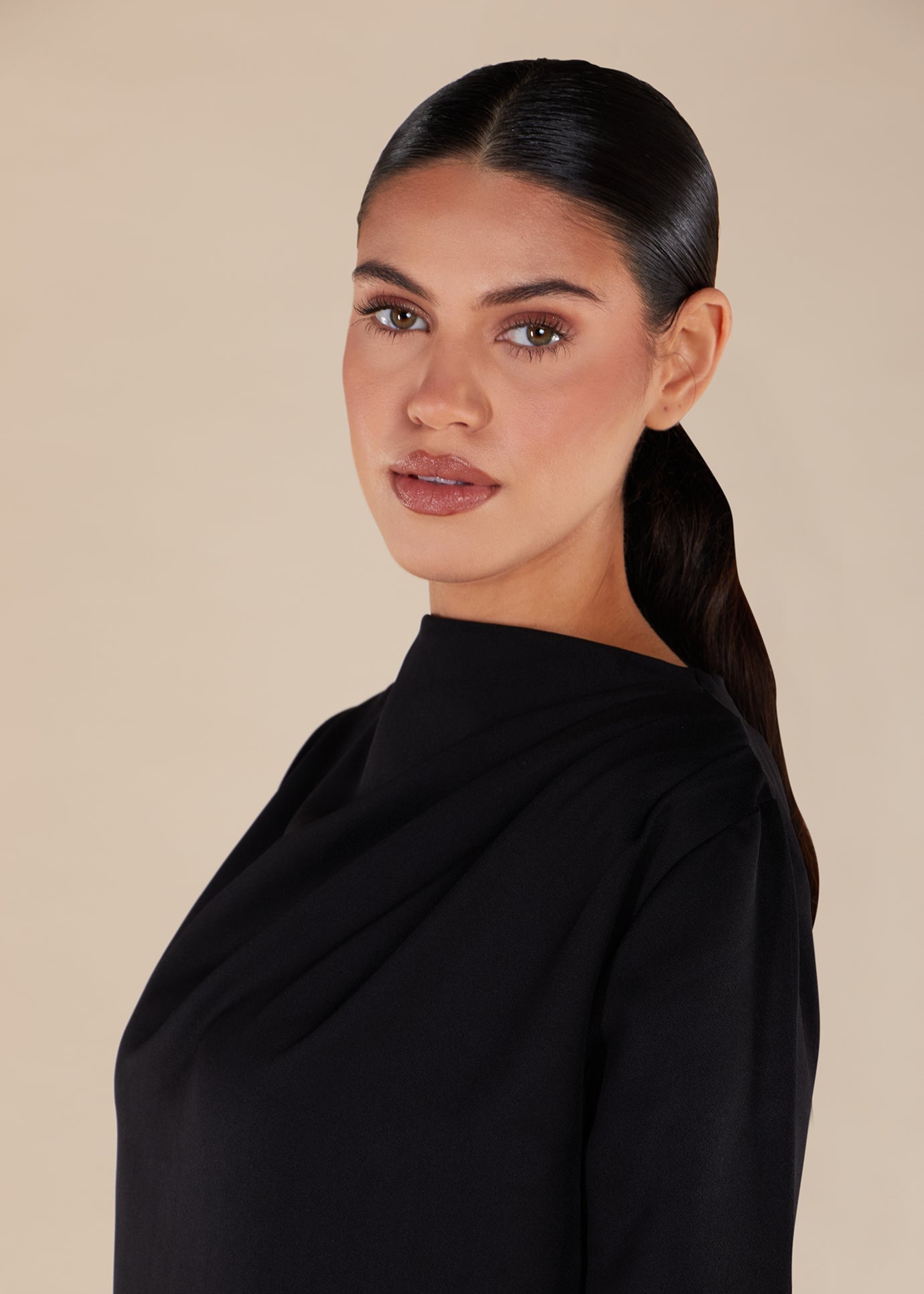 Cowl Neck Midi Black