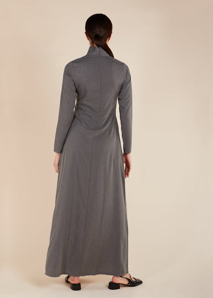 Turtle Neck Abaya Grey - Final Sale