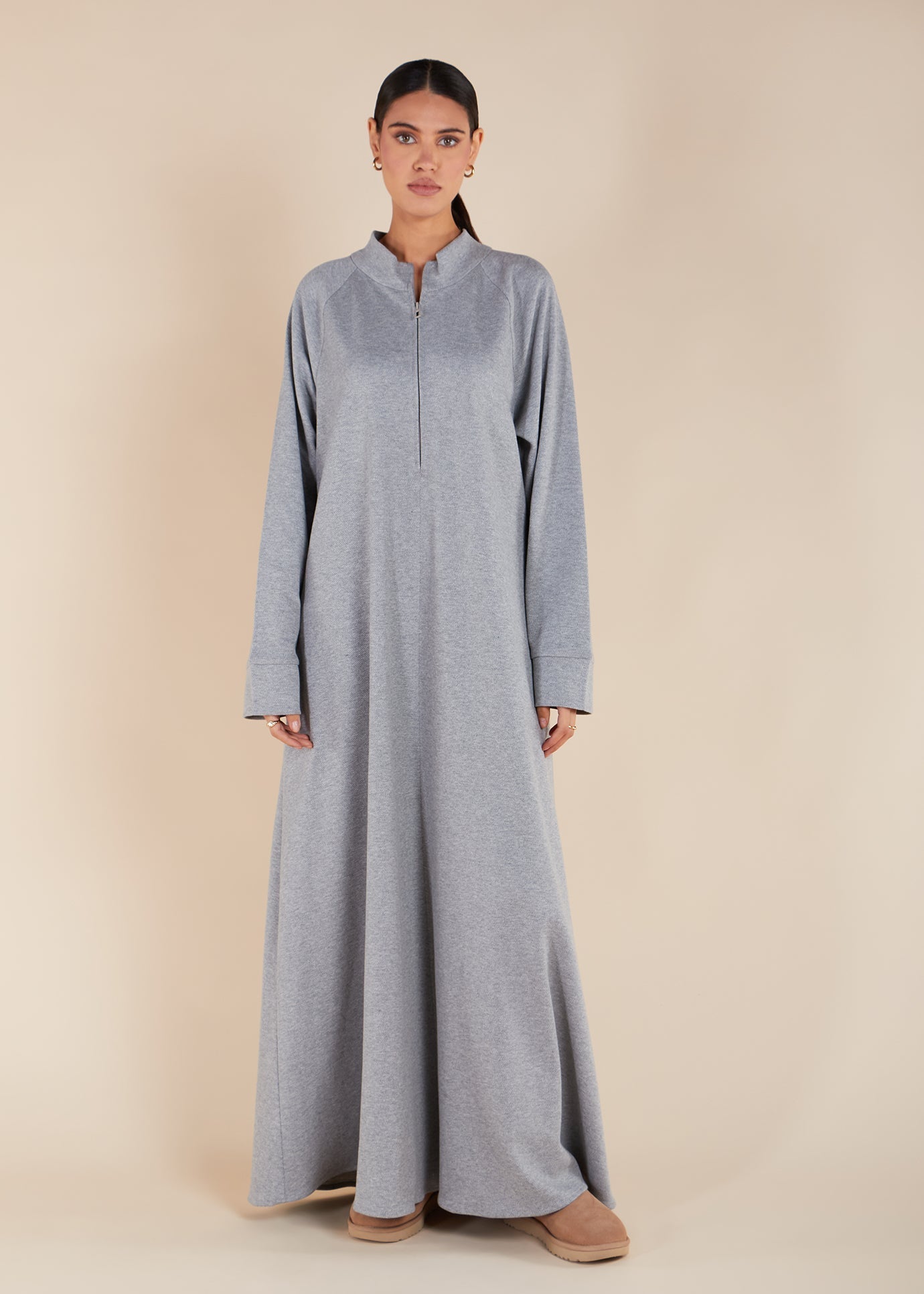 Front Zip Abaya Grey - Final Sale