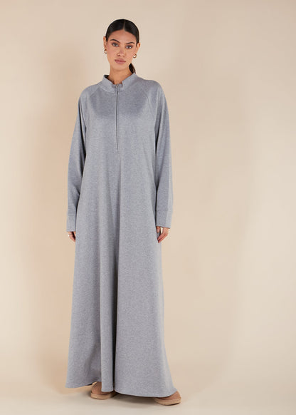 Front Zip Abaya Grey - Final Sale