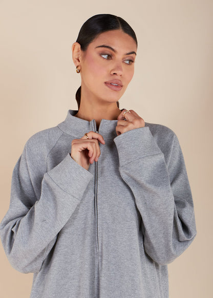 Front Zip Abaya Grey - Final Sale