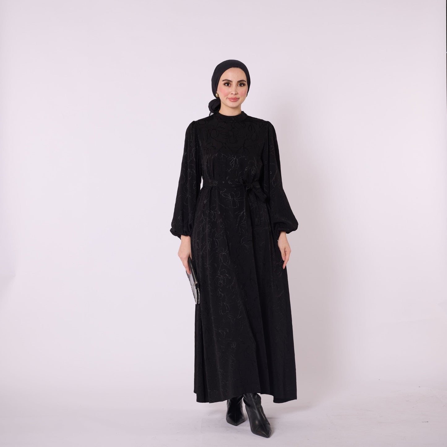 Loose Dress with Gathered Sleeves