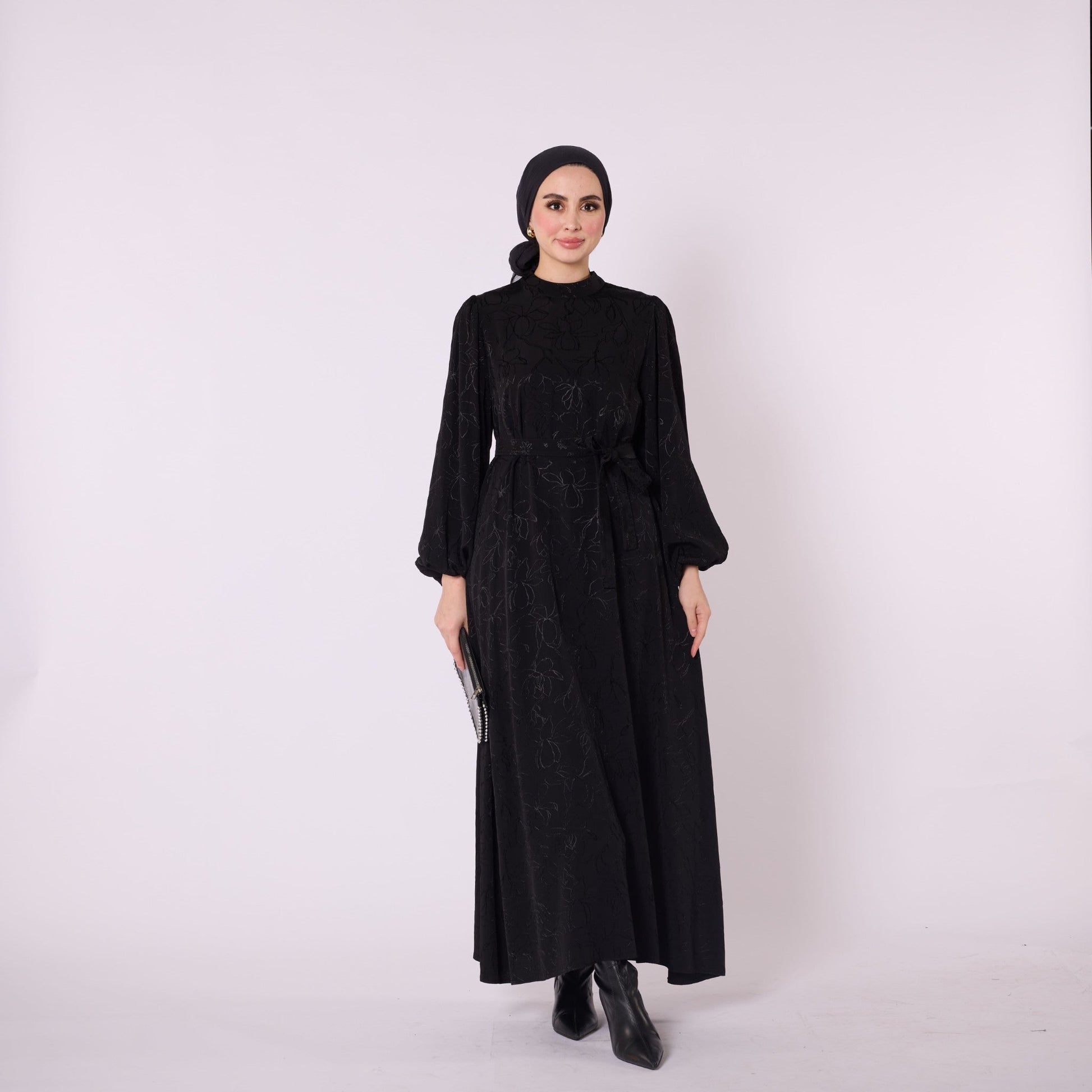 Loose Dress with Gathered Sleeves