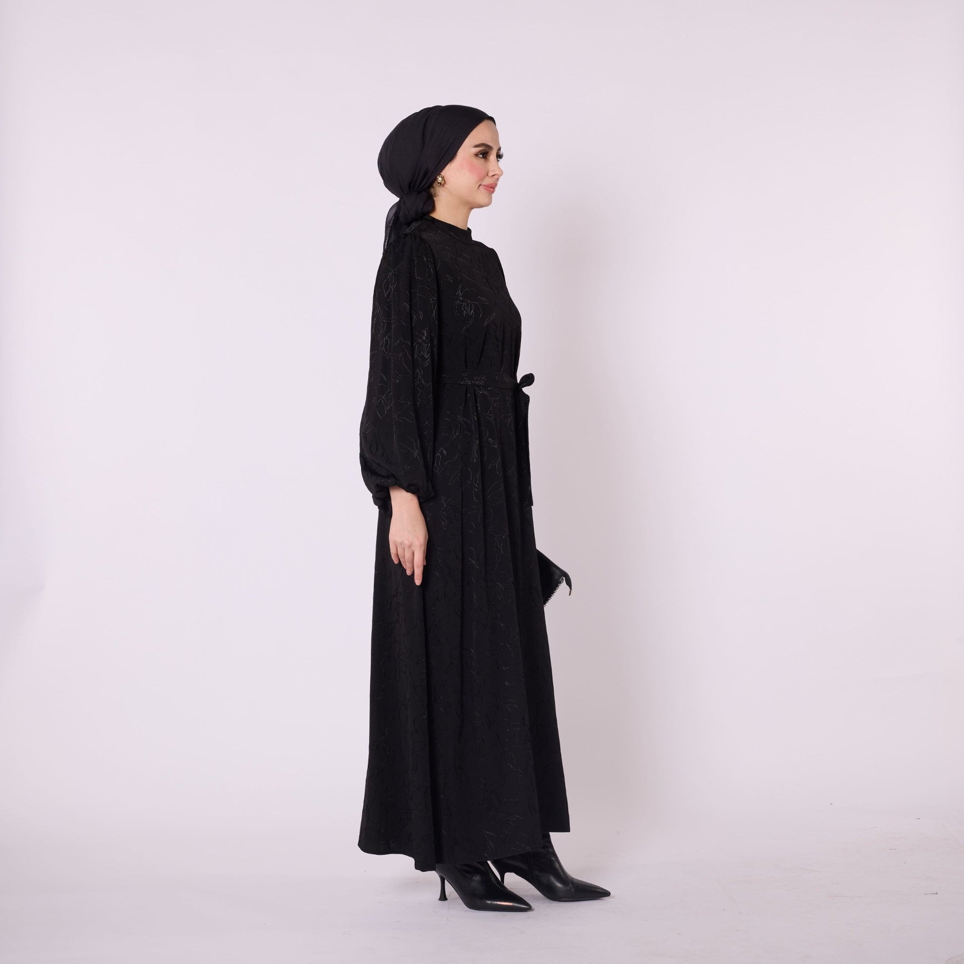 Loose Dress with Gathered Sleeves