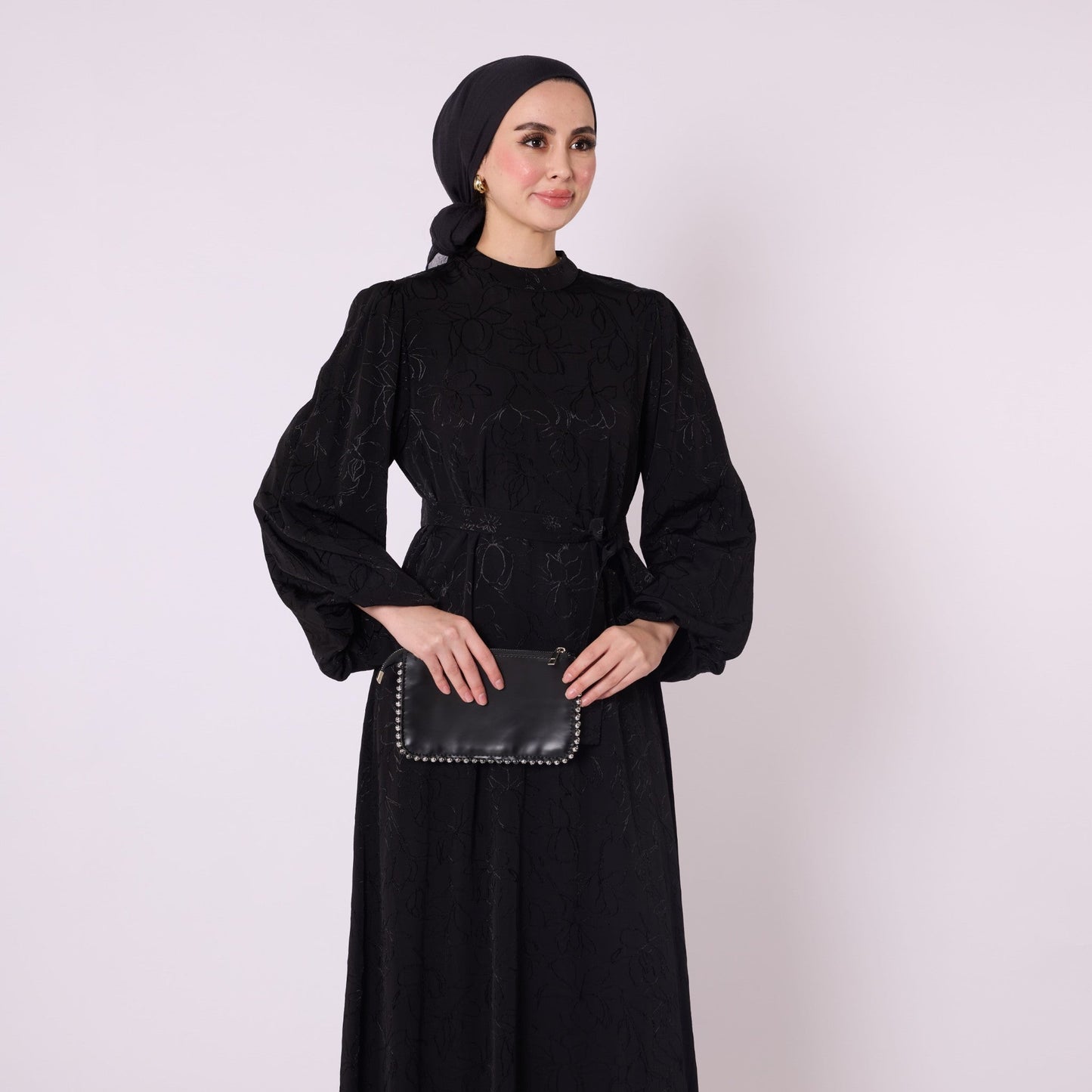 Loose Dress with Gathered Sleeves