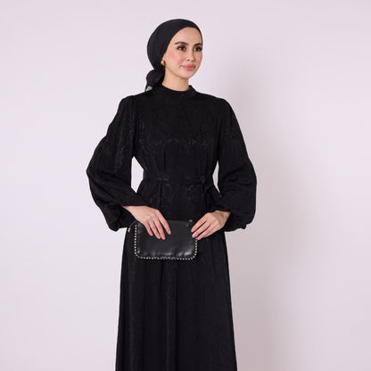 Loose Dress with Gathered Sleeves