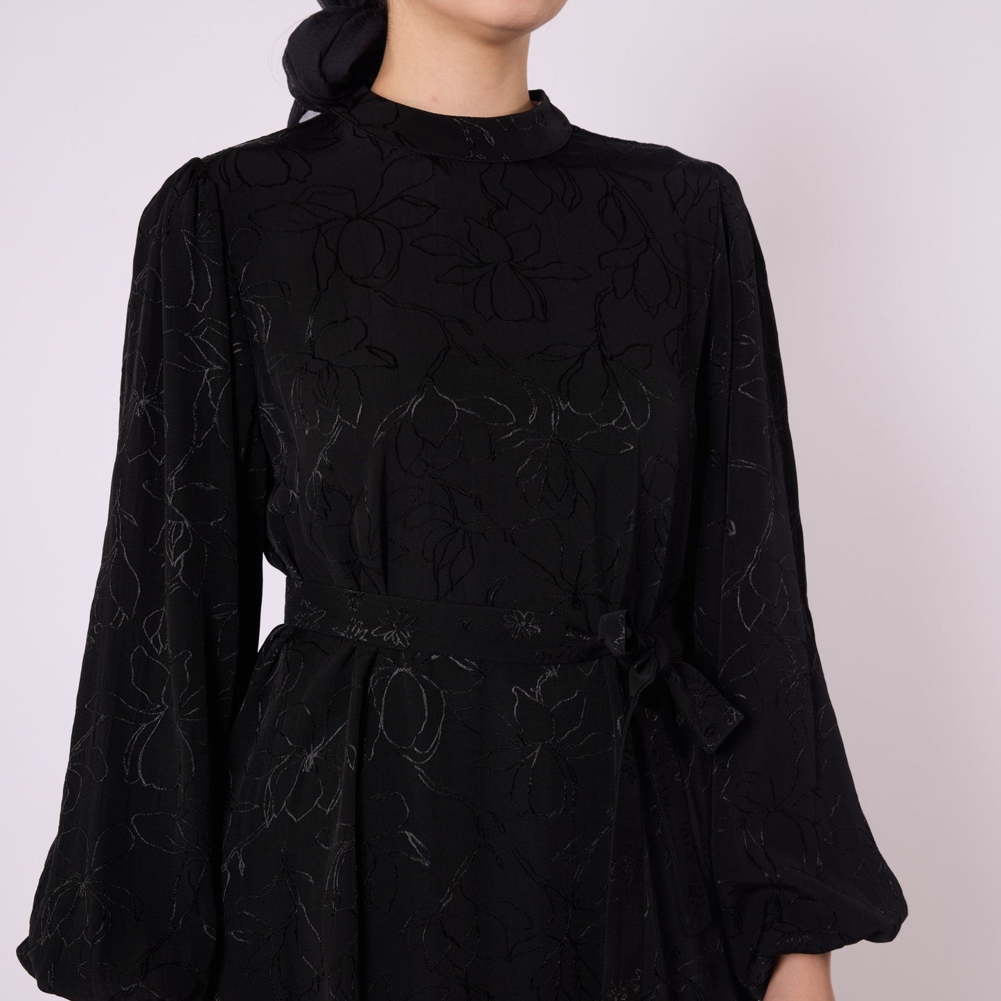 Loose Dress with Gathered Sleeves
