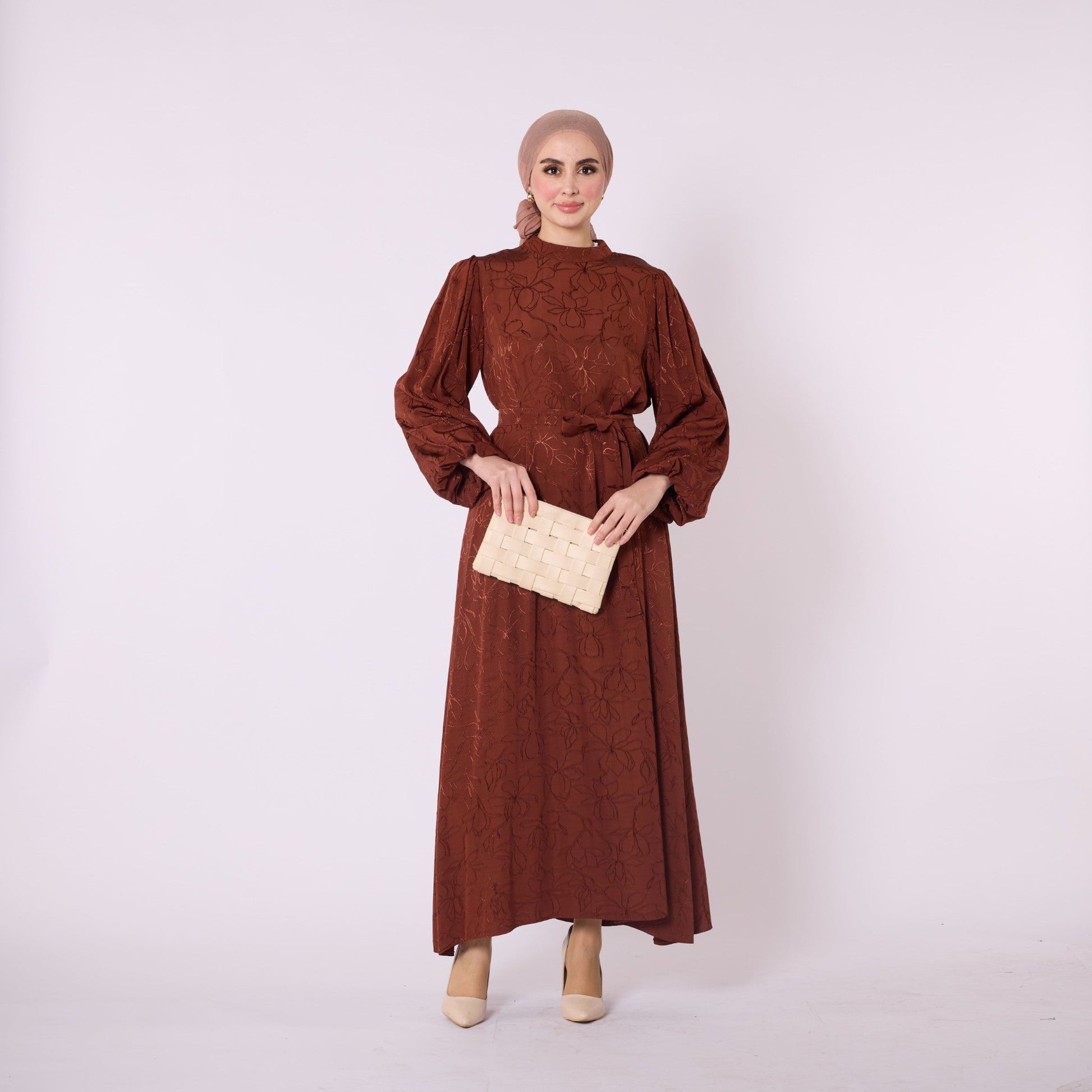 Loose Dress with Gathered Sleeves