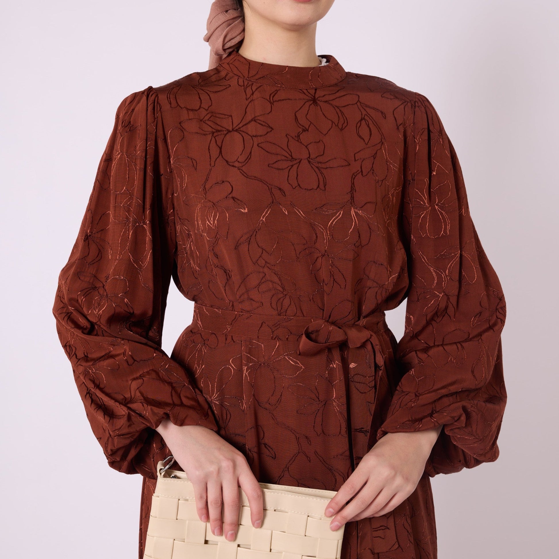 Loose Dress with Gathered Sleeves