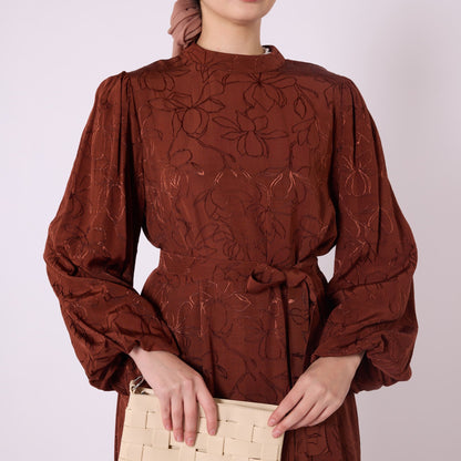 Loose Dress with Gathered Sleeves
