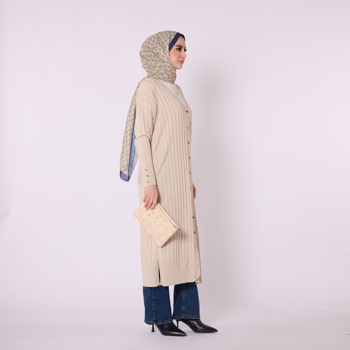 Striped Wide Collar Cardigan