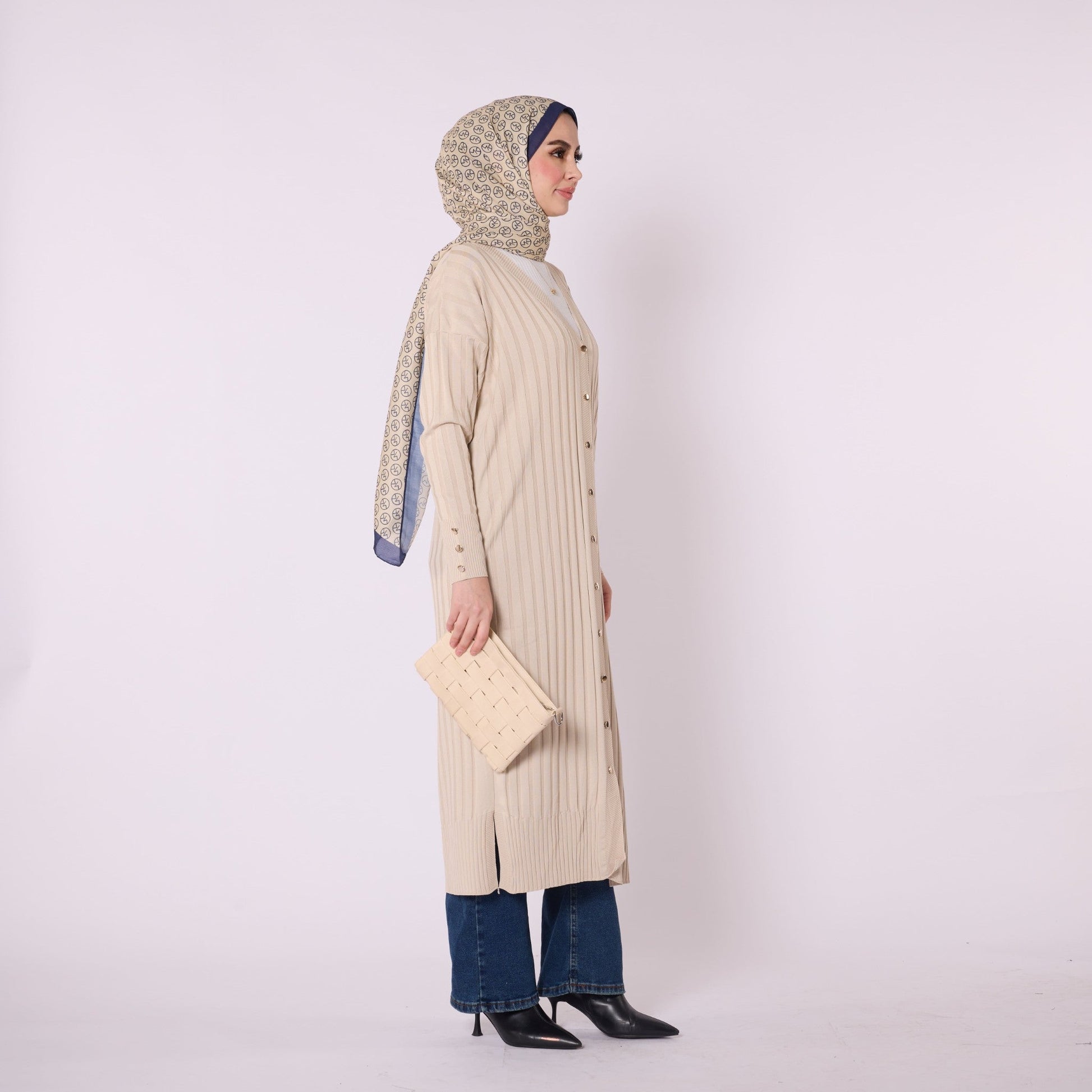 Striped Wide Collar Cardigan