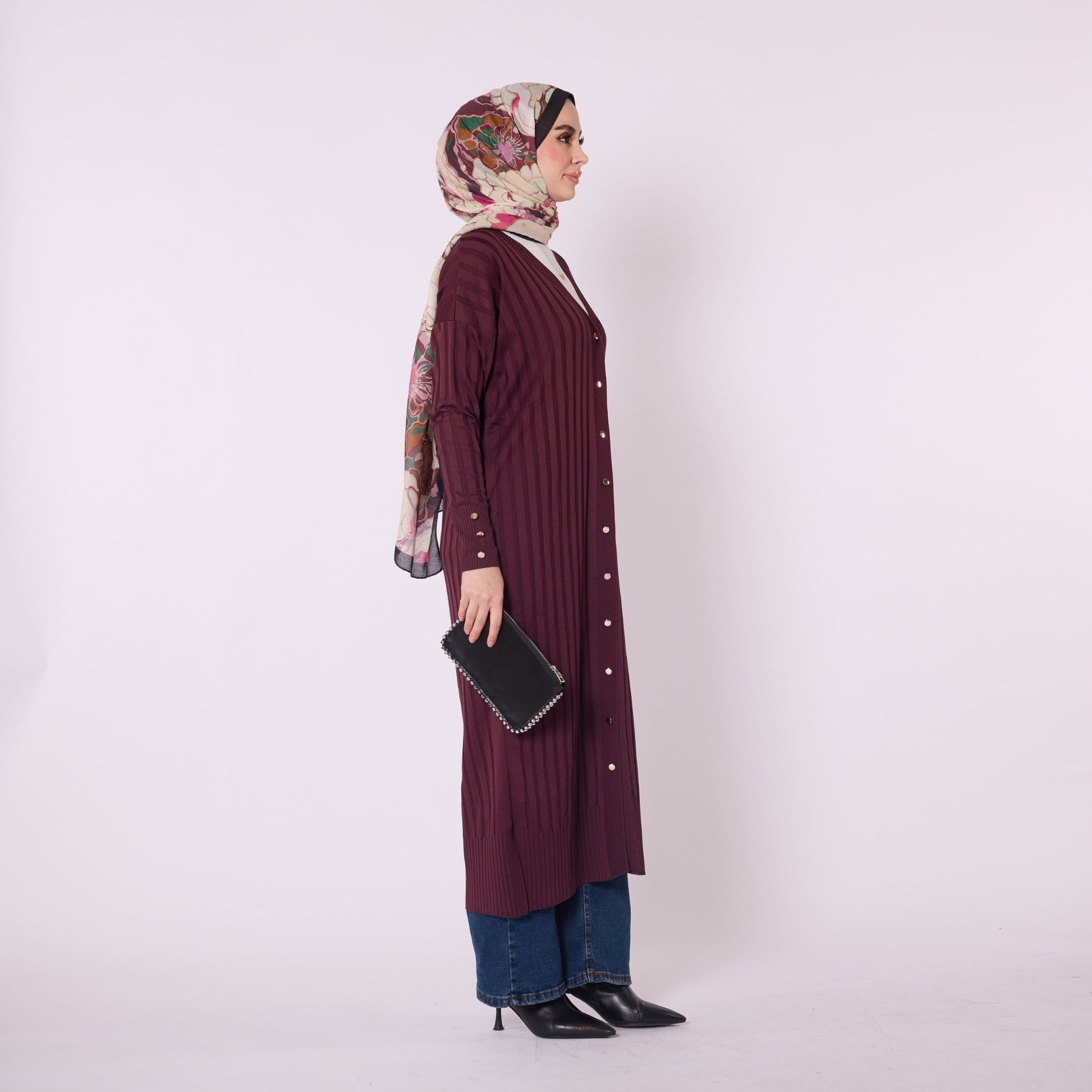 Striped Wide Collar Cardigan
