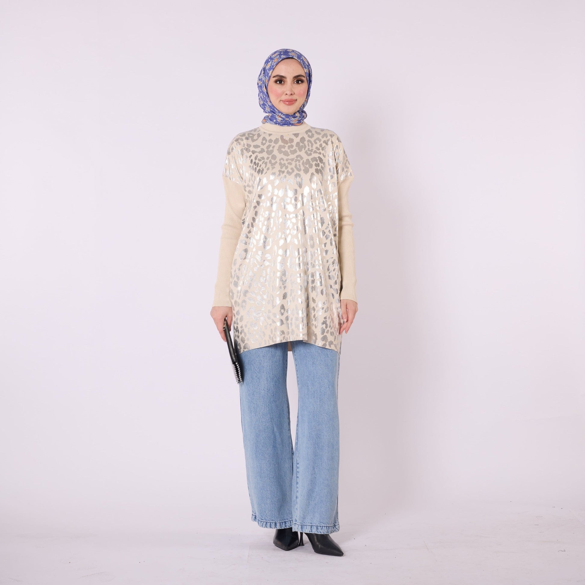 Shiny Leopard Print Long Tunic