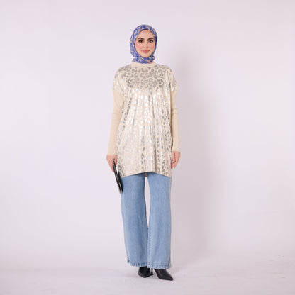 Shiny Leopard Print Long Tunic