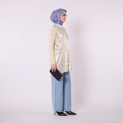 Shiny Leopard Print Long Tunic