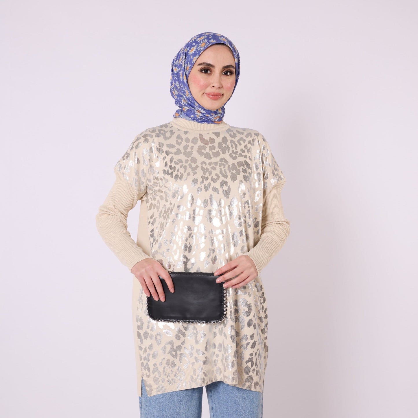 Shiny Leopard Print Long Tunic