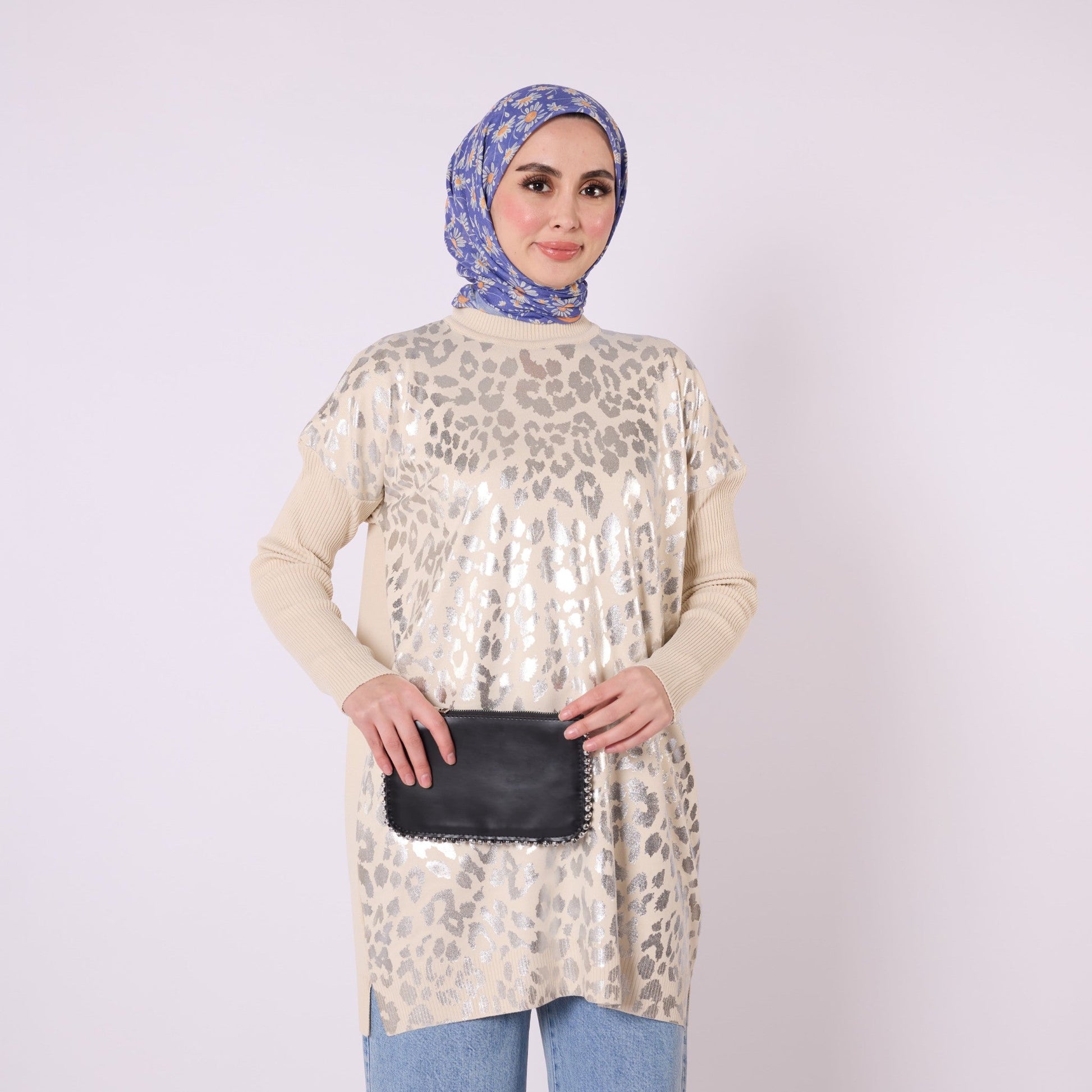 Shiny Leopard Print Long Tunic