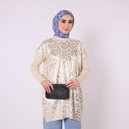 Shiny Leopard Print Long Tunic
