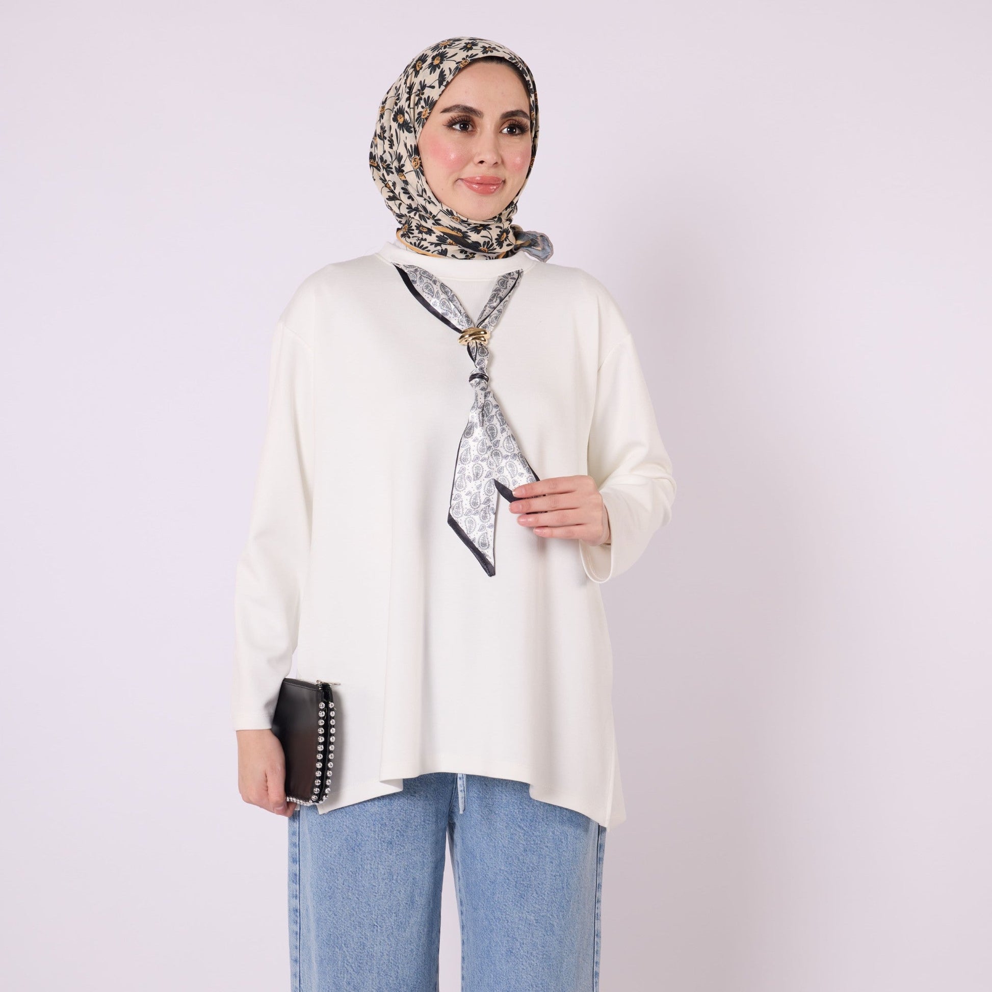 Jersey Tunic with Scarf Detail