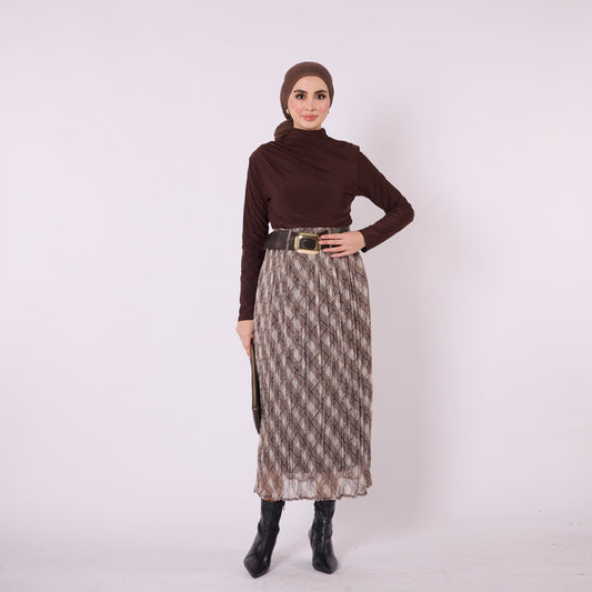 Plaid Skirt With Belt Detail And Lining