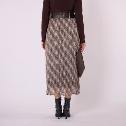 Plaid Skirt With Belt Detail And Lining