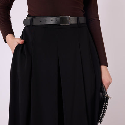 Pleated Belted Palazzo Wide Leg Trousers