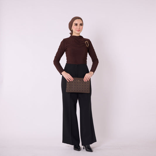 High Waist Tailored Look Wide Leg Black Pants