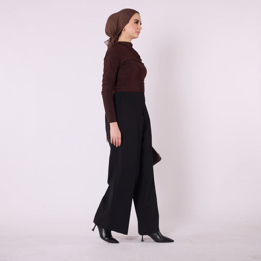 High Waist Tailored Look Wide Leg Black Pants
