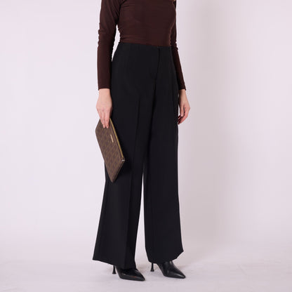 High Waist Tailored Look Wide Leg Black Pants