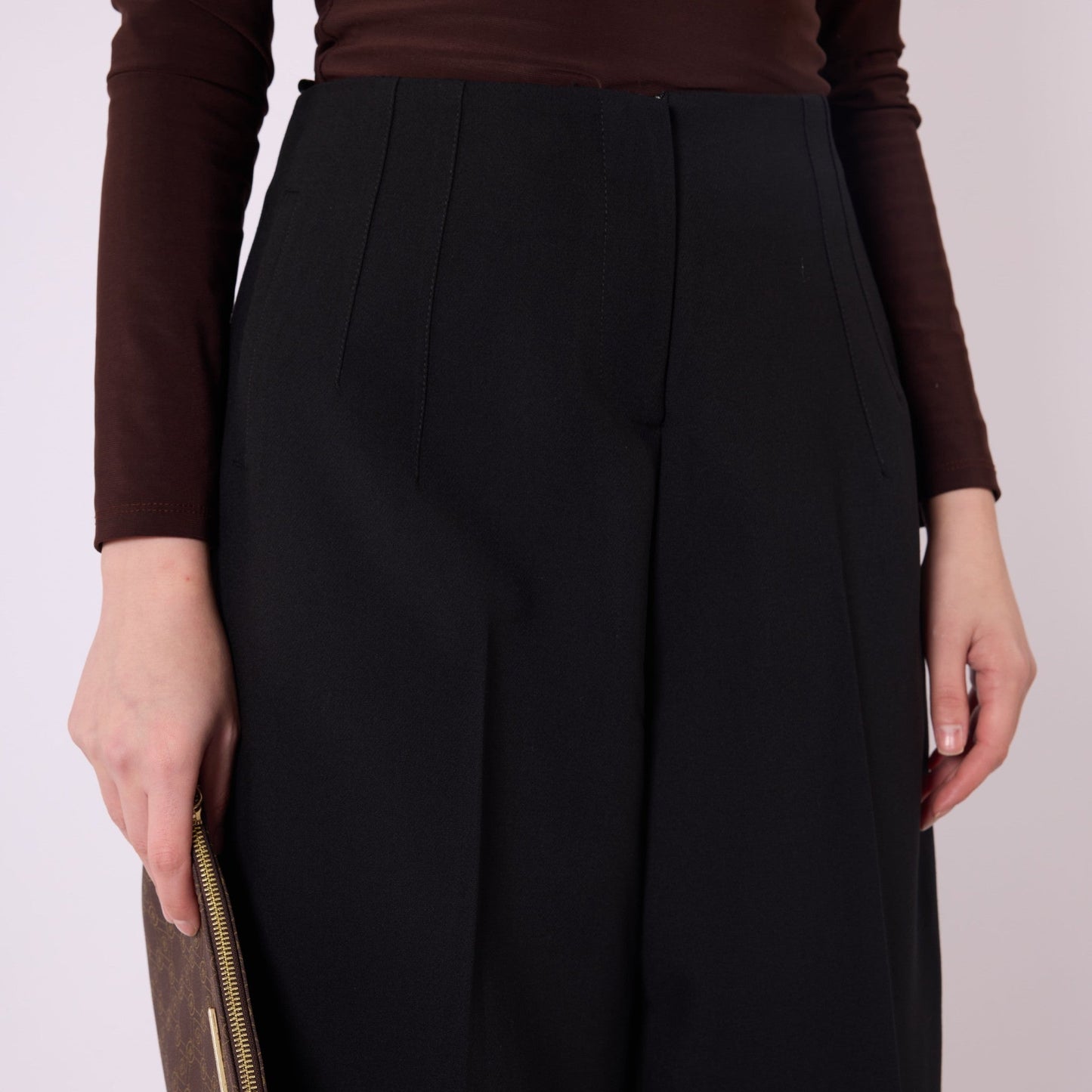 High Waist Tailored Look Wide Leg Black Pants
