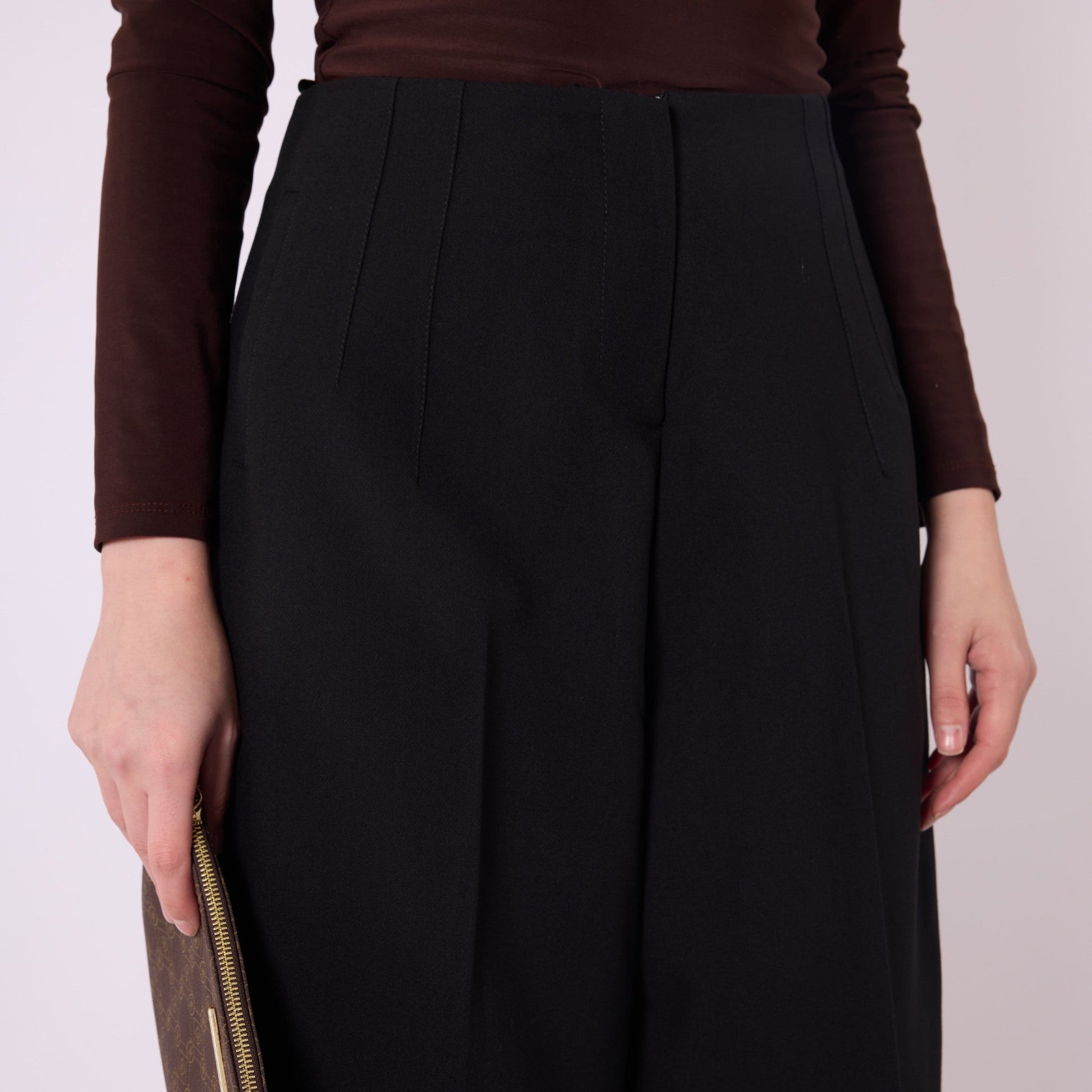 High Waist Tailored Look Wide Leg Black Pants