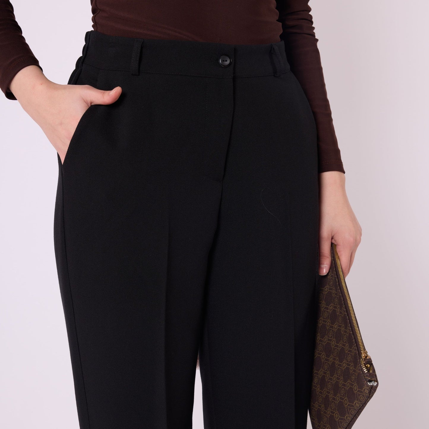 Elastic Waist Straight Leg Pants With Tailored Look
