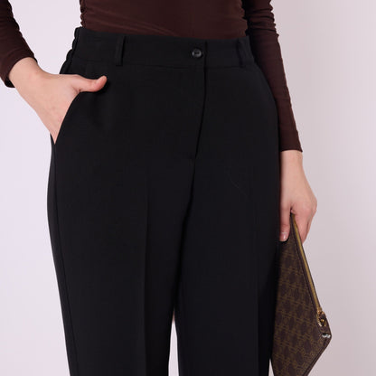 Elastic Waist Straight Leg Pants With Tailored Look